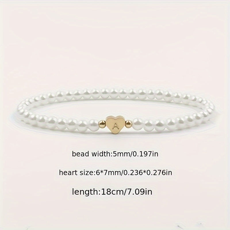 Pulsera de Iniciales de Corazón A-Z Elegante