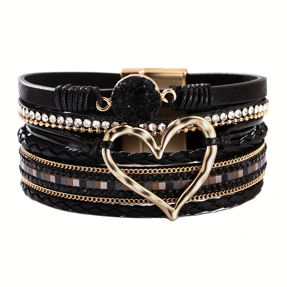 Brazalete de cuero multicapa Bohème