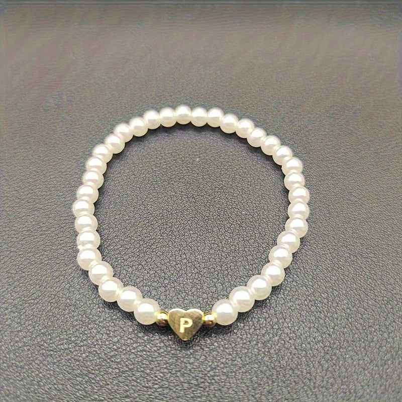 Pulsera de Iniciales de Corazón A-Z Elegante