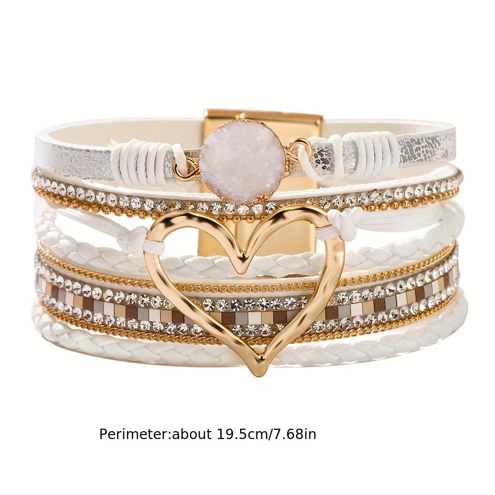 Brazalete de cuero multicapa Bohème