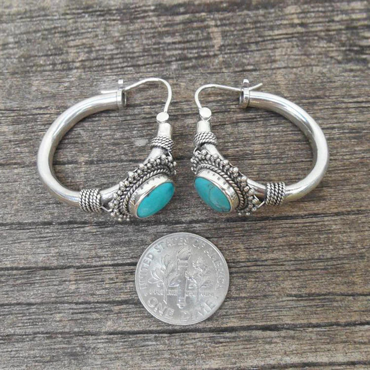 Pendientes Elegantes de Color plata Esterlina con Turquesa