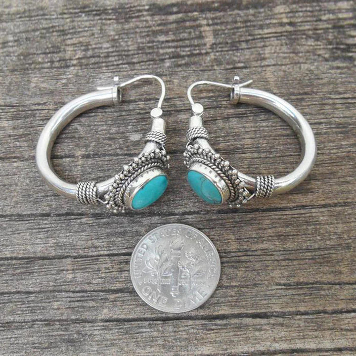 Pendientes Elegantes de Color plata Esterlina con Turquesa