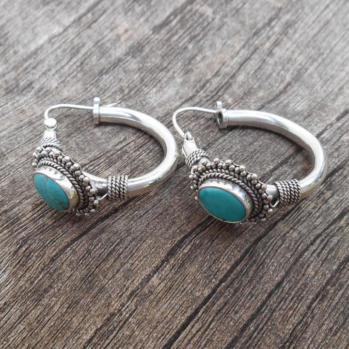 Pendientes Elegantes de Color plata Esterlina con Turquesa