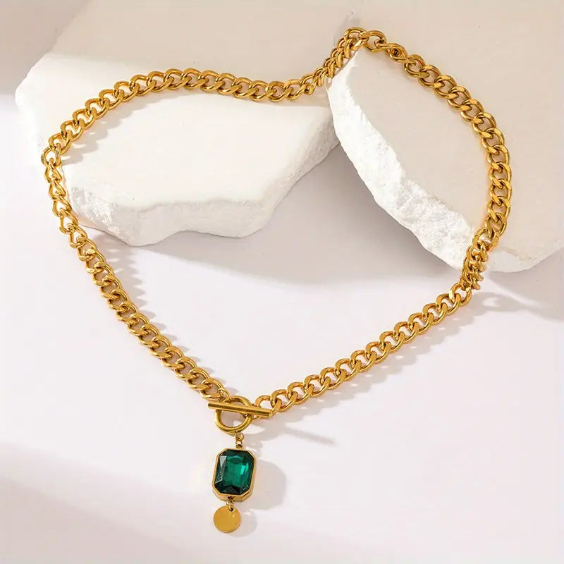 Collar con Colgante de Cadena Gruesa | Color oro