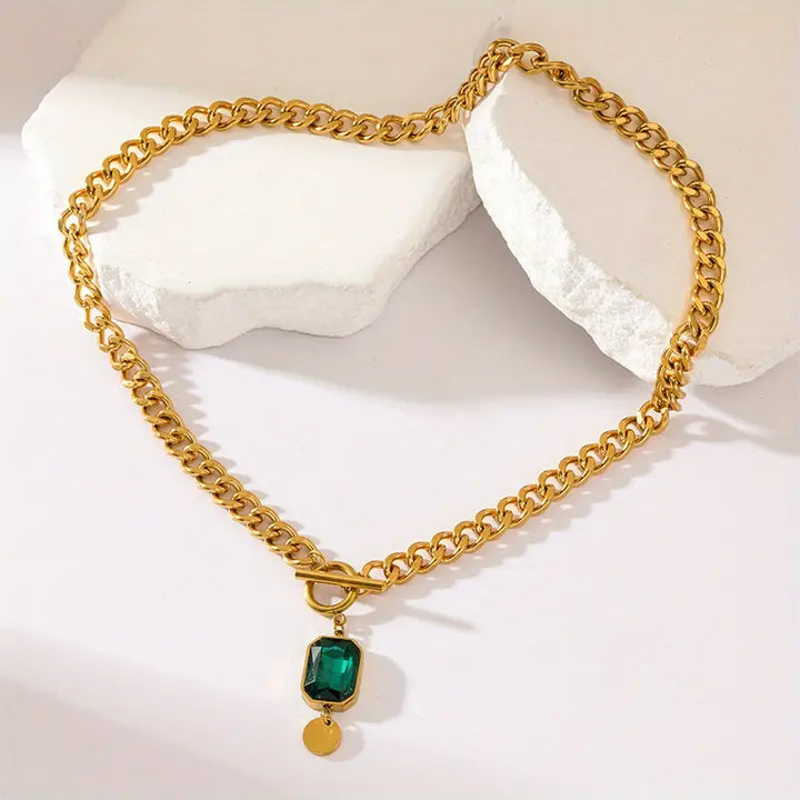 Collar con Colgante de Cadena Gruesa | Color oro