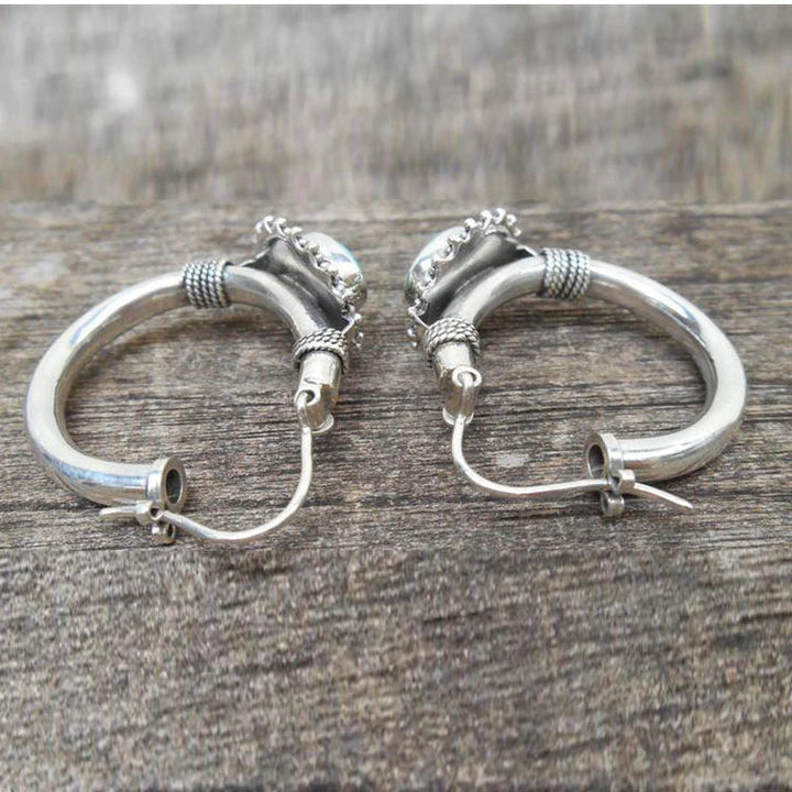 Pendientes Elegantes de Color plata Esterlina con Turquesa