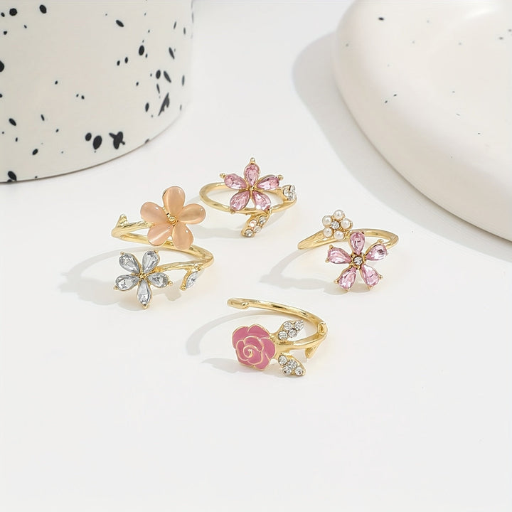 Conjunto de Anillos de Estrás Aleadas