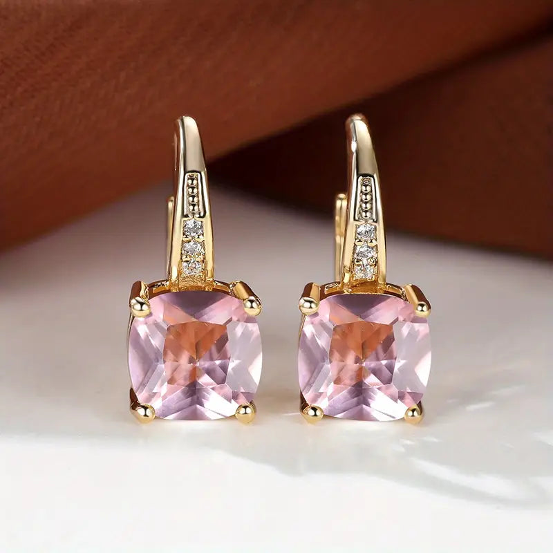 Pendientes de Aro de Piedra Mística Elegante en Color oro