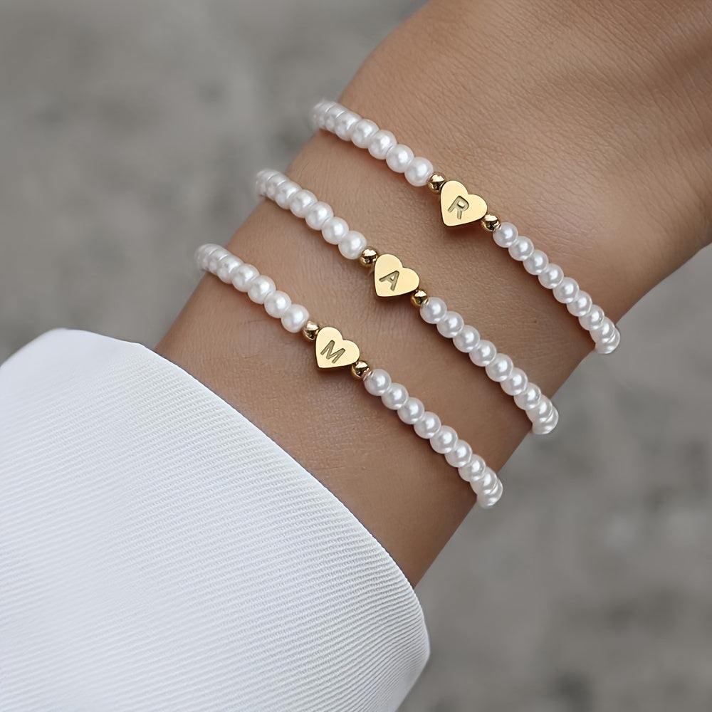 Pulsera de Iniciales de Corazón A-Z Elegante