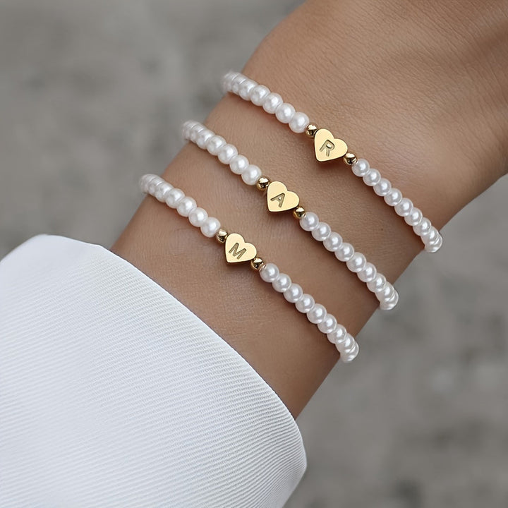 Pulsera de Iniciales de Corazón A-Z Elegante
