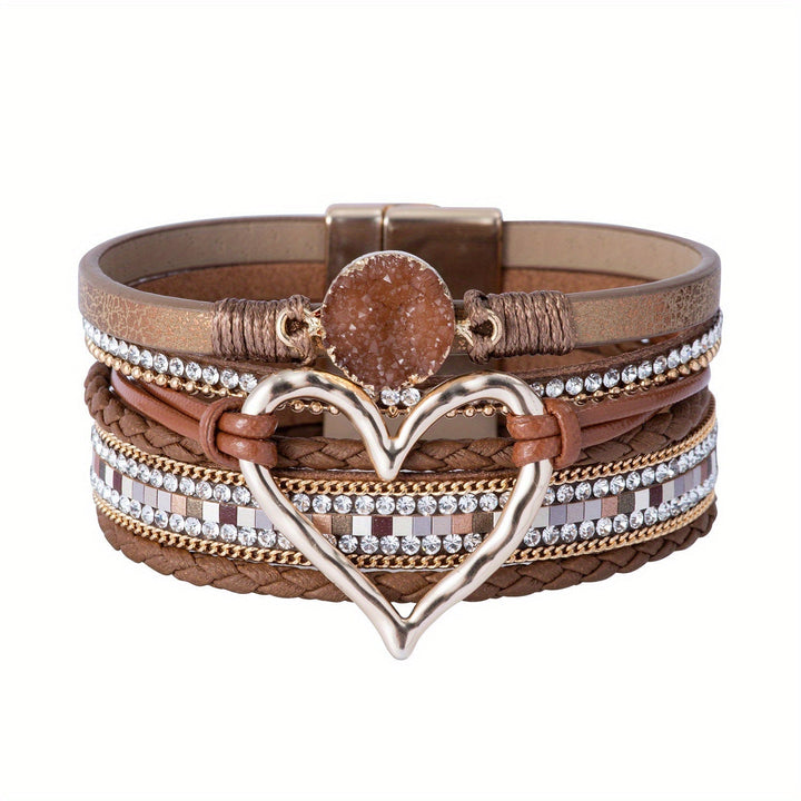 Brazalete de cuero multicapa Bohème