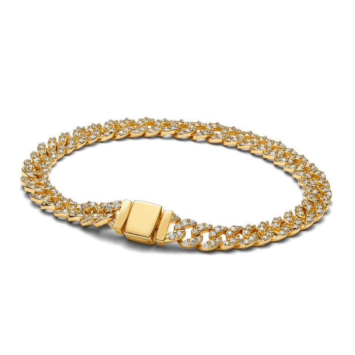 Pulsera Cubana de Color oro Pavé Atemporal