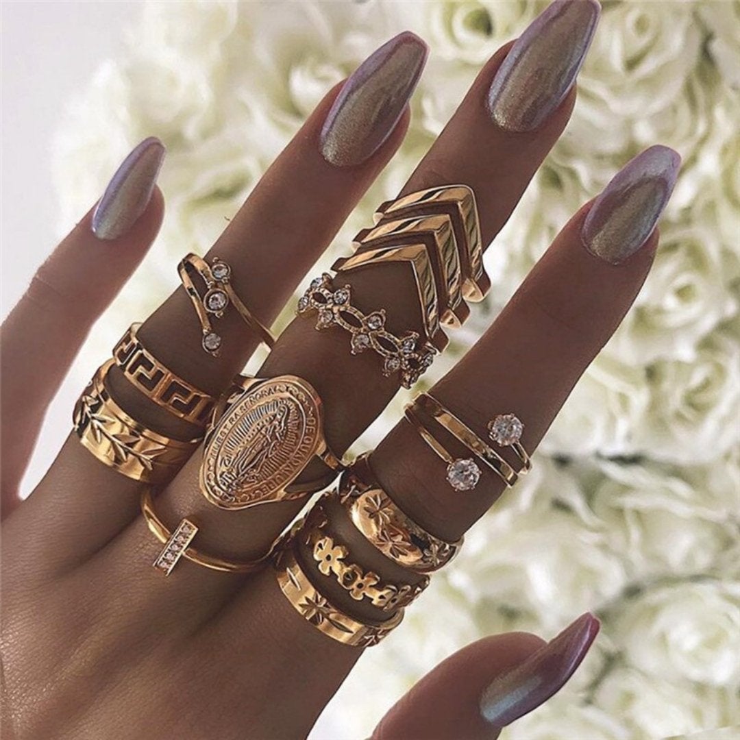 Conjunto de Anillos Único: 8 a 12 Piezas