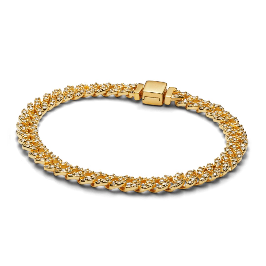 Pulsera Cubana de Color oro Pavé Atemporal