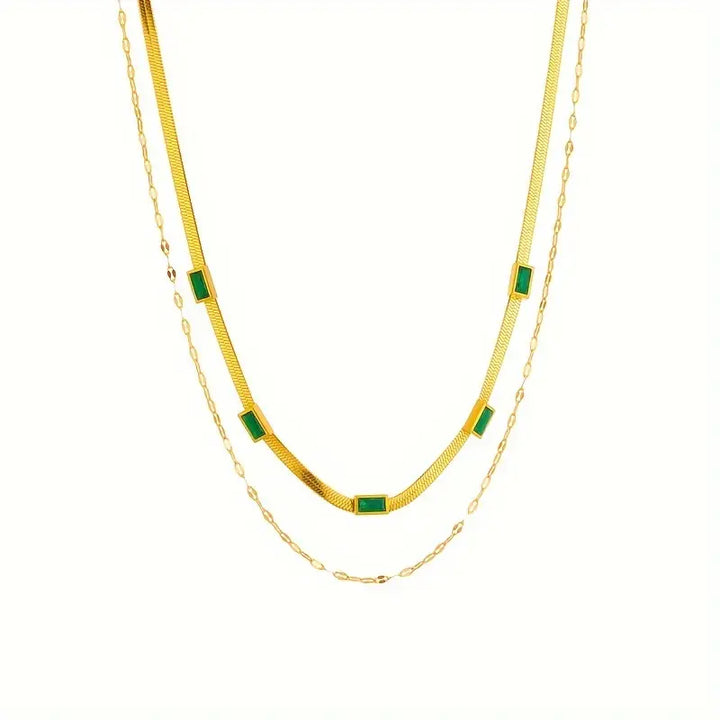 Collar Retro de Doble Capa Sorella Gem | Color oro