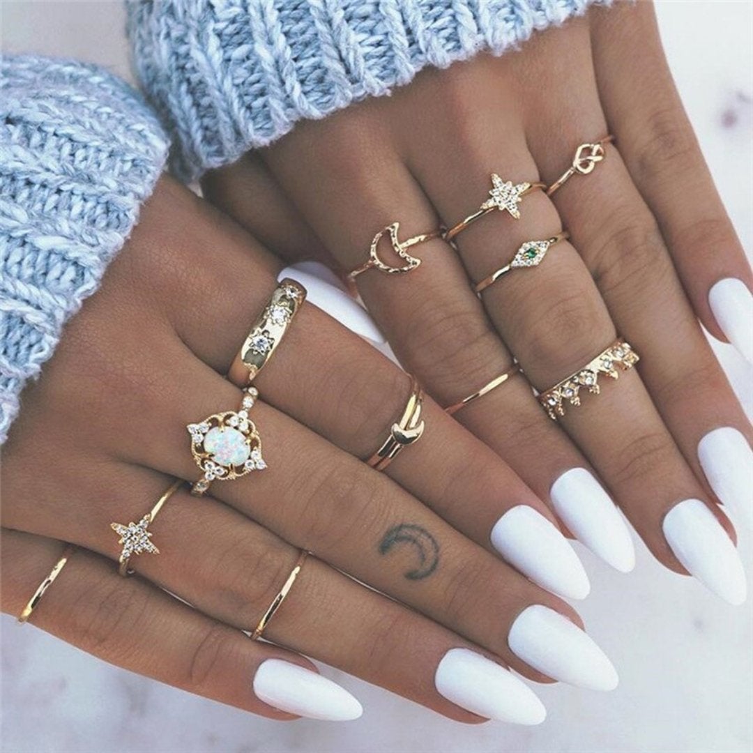 Conjunto de Anillos Único: 8 a 12 Piezas
