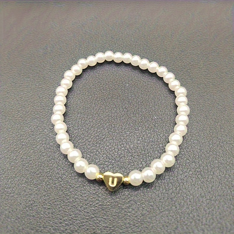 Pulsera de Iniciales de Corazón A-Z Elegante