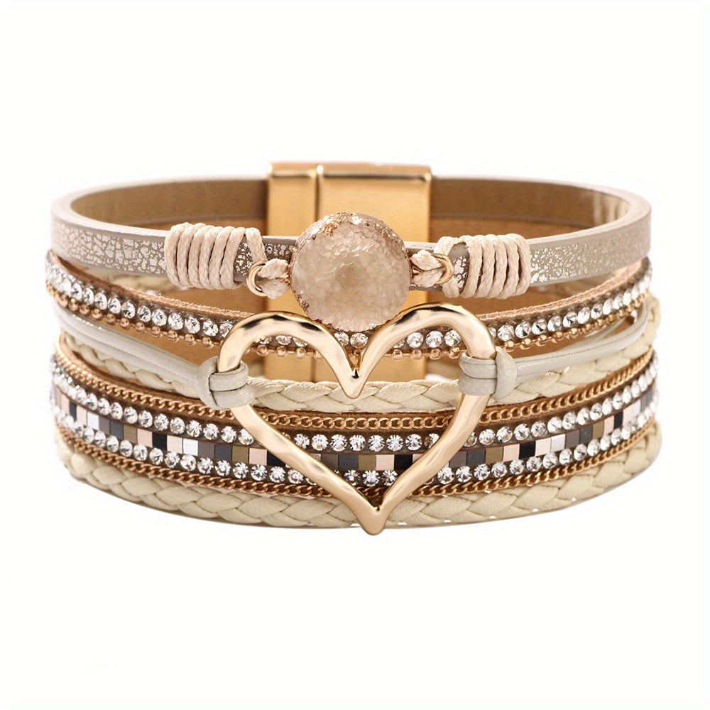 Brazalete de cuero multicapa Bohème