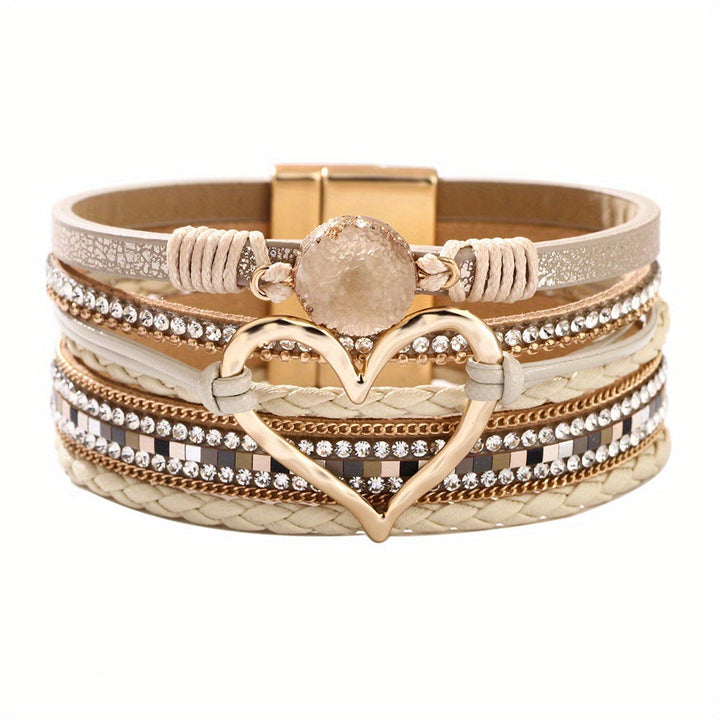 Brazalete de cuero multicapa Bohème