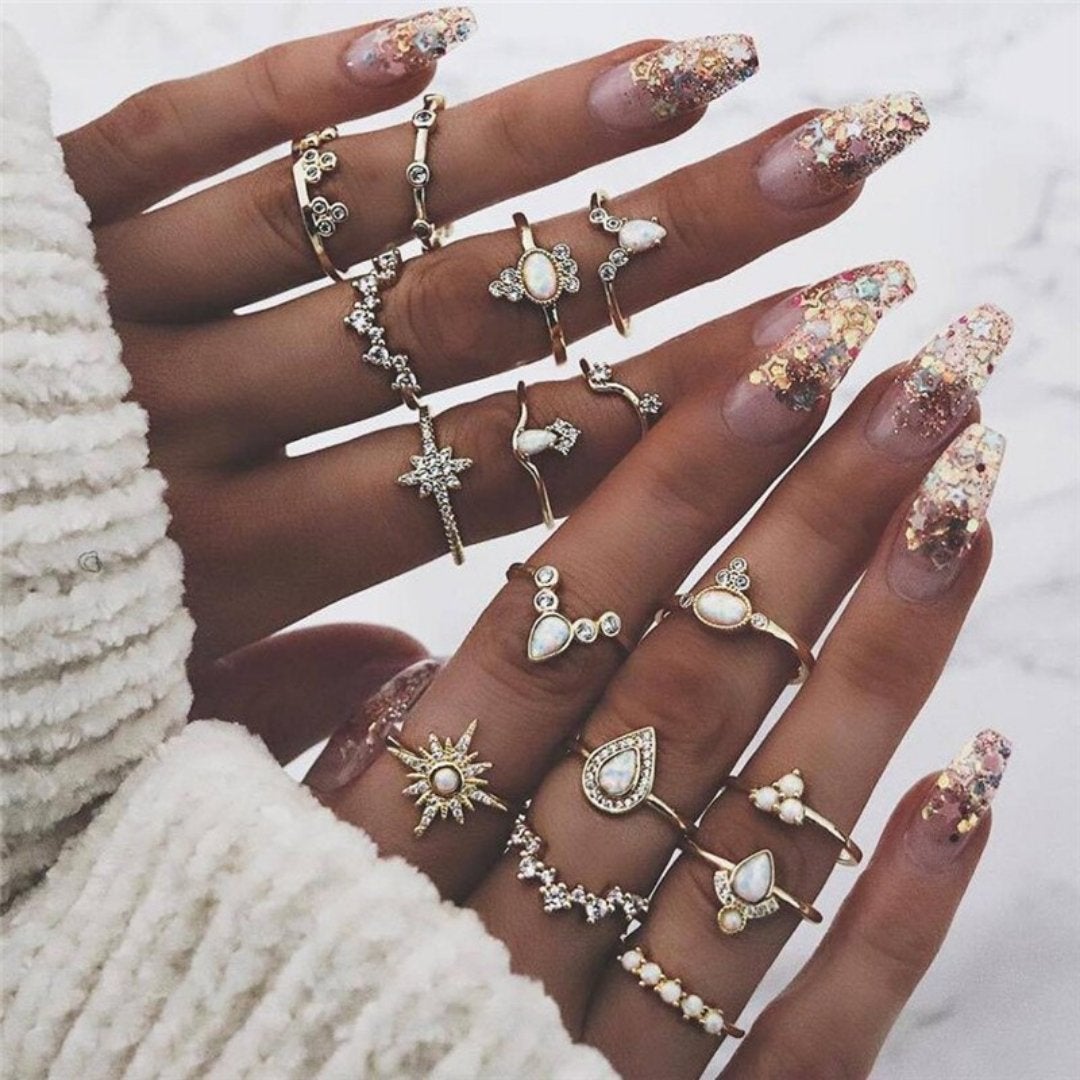 Conjunto de Anillos Único: 8 a 12 Piezas
