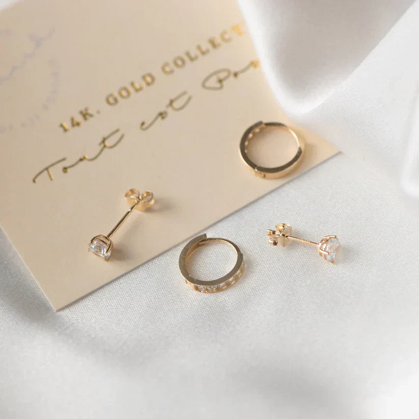 Conjunto de Pendientes de Piedra Color oro Elegante Dara Brillane