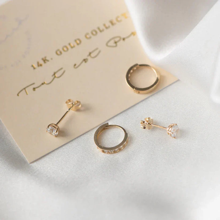 Conjunto de Pendientes de Piedra Color oro Elegante Dara Brillane