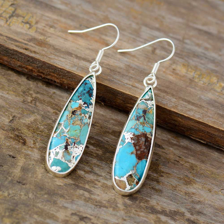 Pendientes de lágrima de jaspe turquesa elegantes