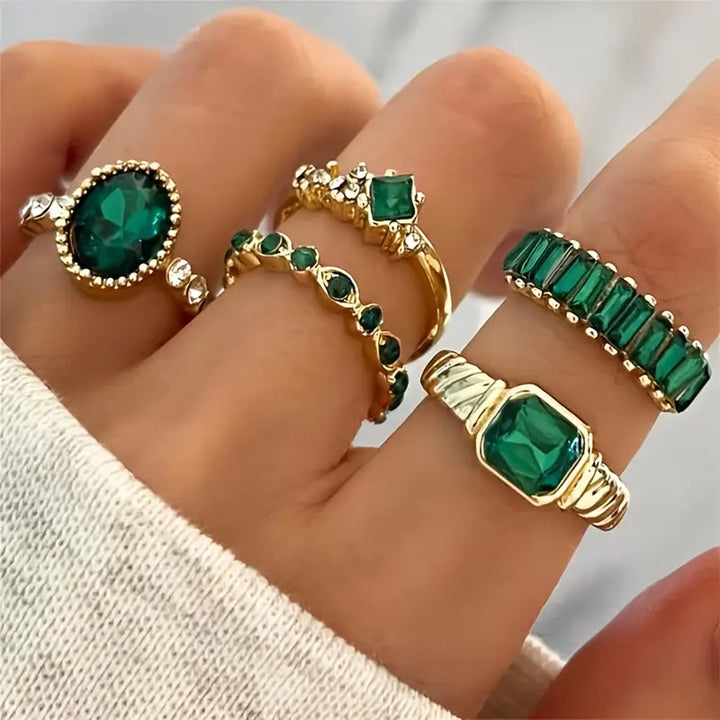 Conjunto de Anillos Exquisitos Zarina | Color oro