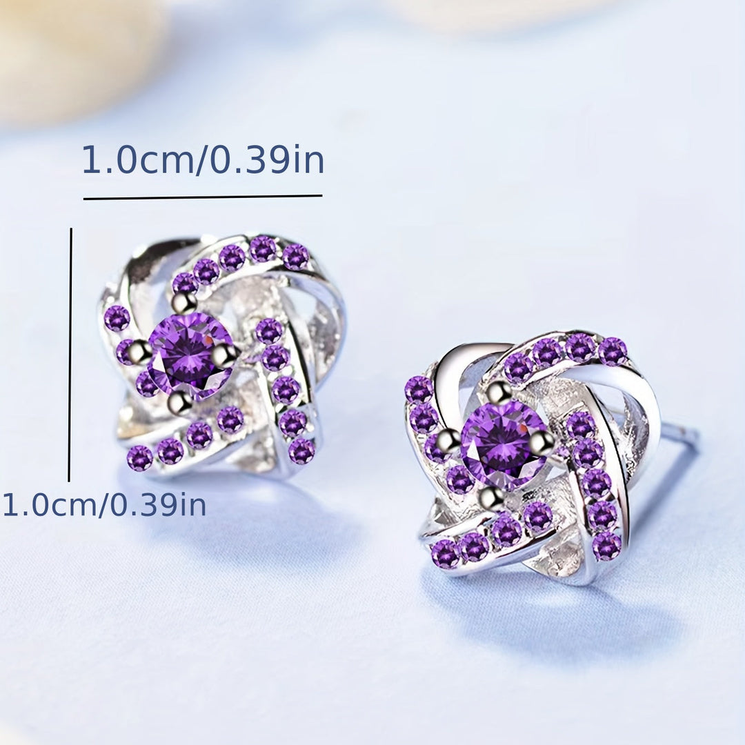 Pendientes de Trébol de Cuatro Hojas Lila