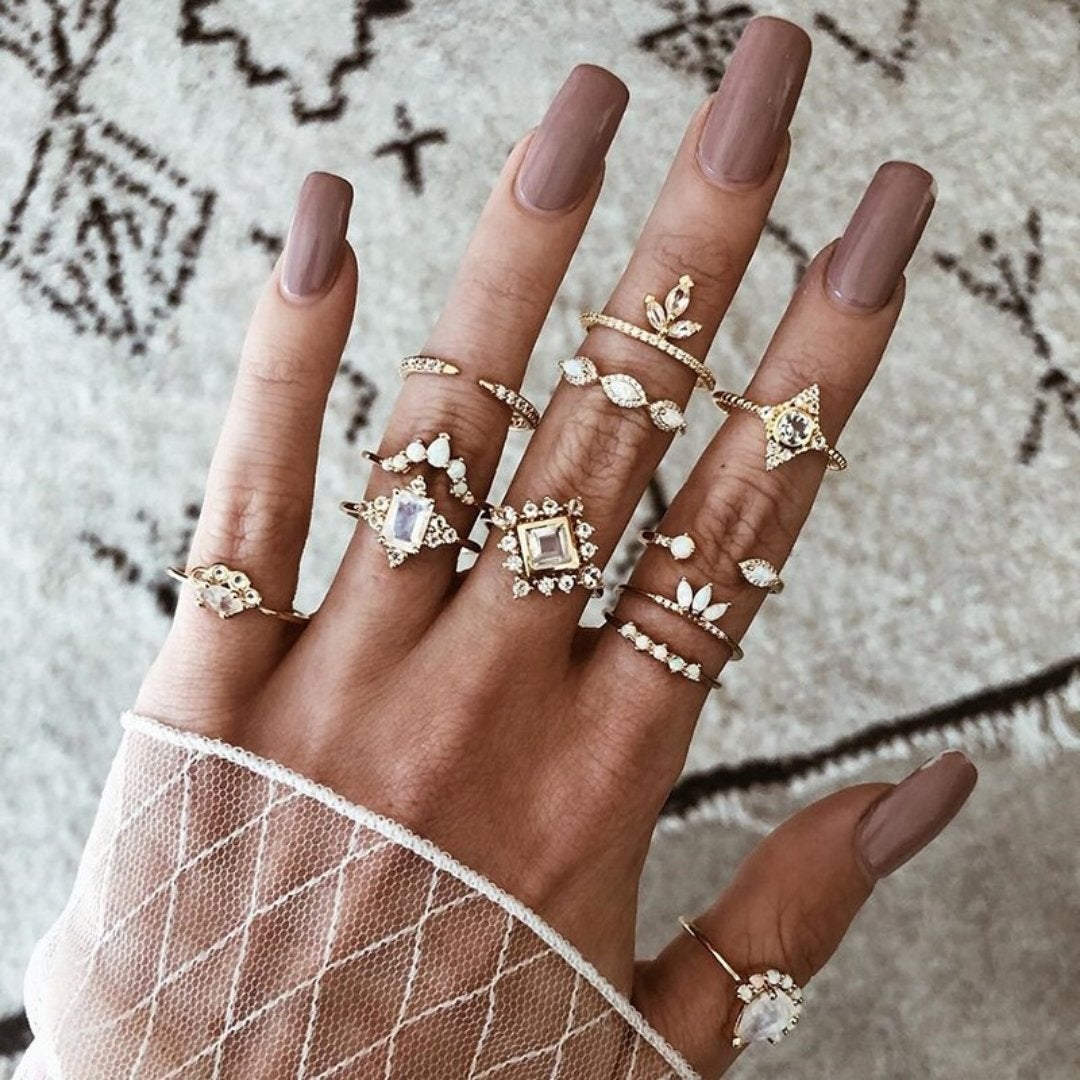 Conjunto de Anillos Único: 8 a 12 Piezas