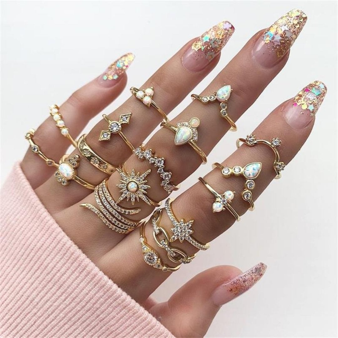 Conjunto de Anillos Único: 8 a 12 Piezas
