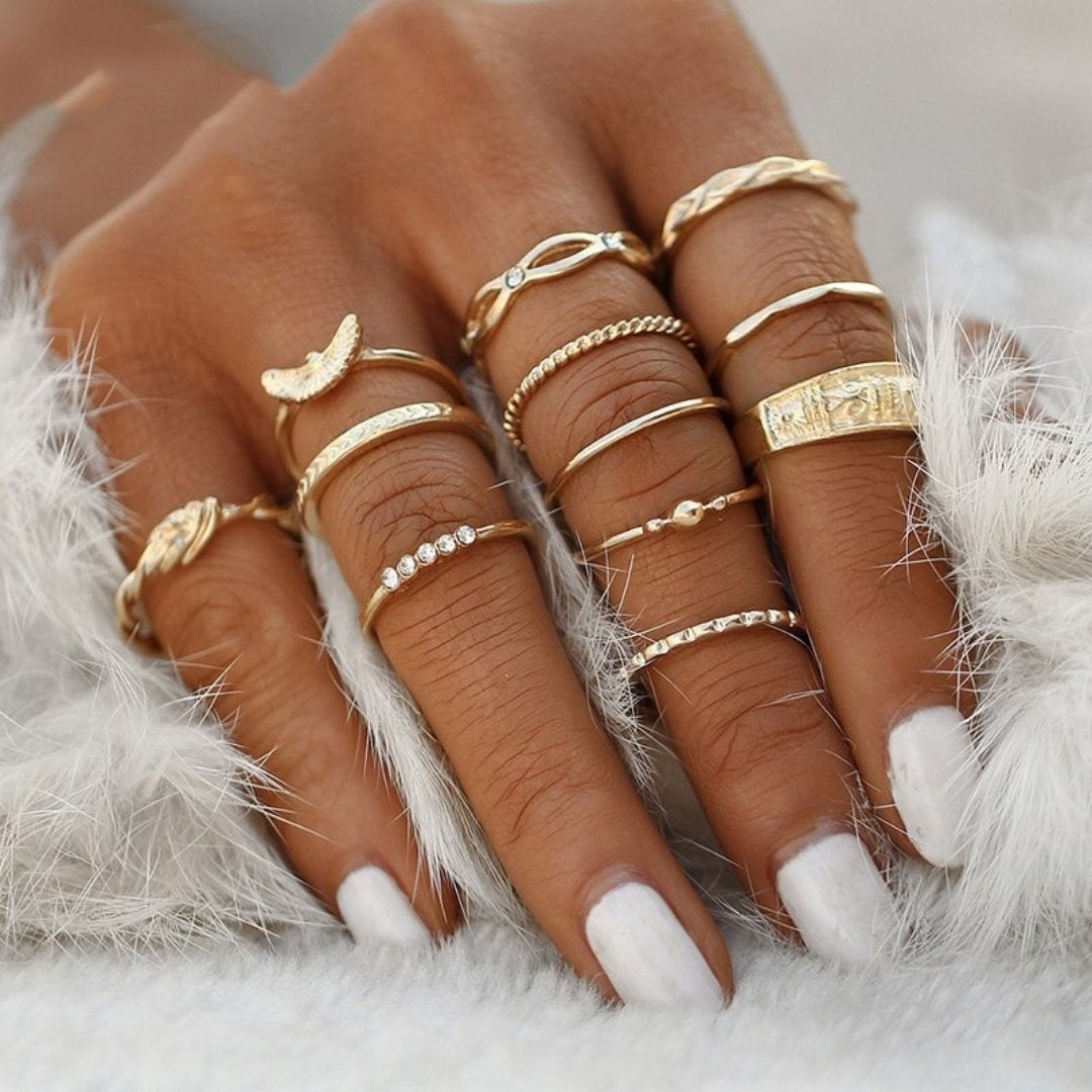 Conjunto de Anillos Único: 8 a 12 Piezas