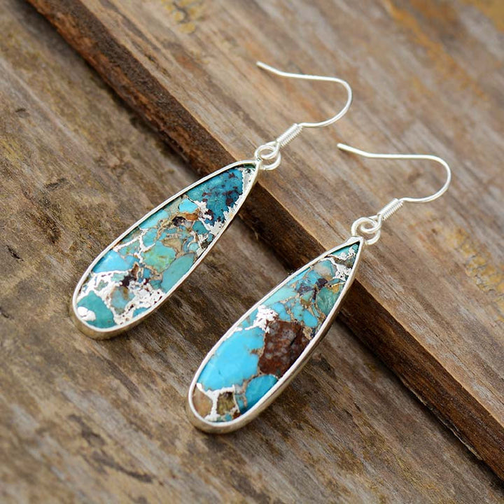Pendientes de lágrima de jaspe turquesa elegantes
