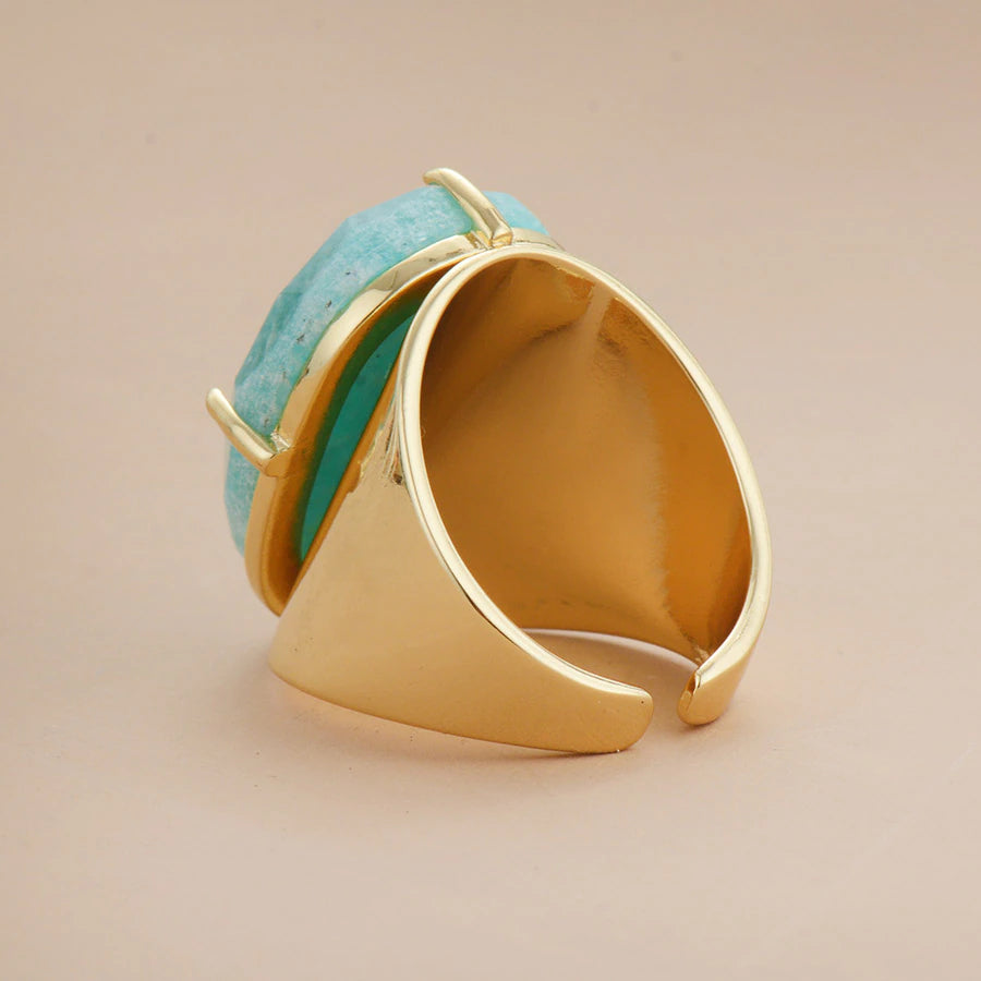 Anillo de Diosa Azul Amazonita Sofisticado