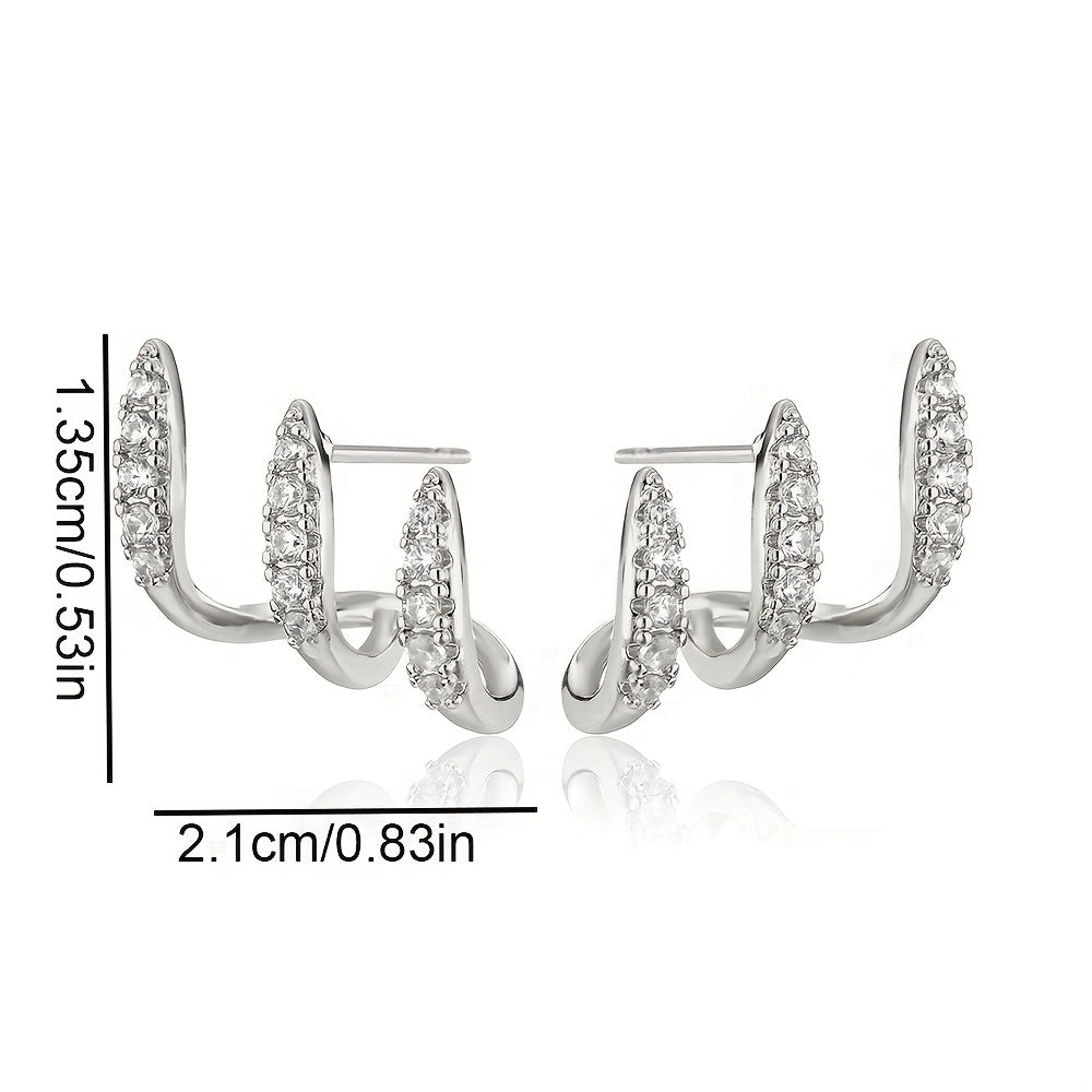 Pendientes Elegantes de Strass con Tres Garras