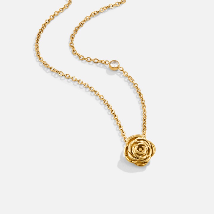 Collar con colgante de rosas color oro