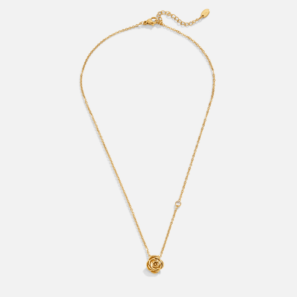 Collar con colgante de rosas color oro