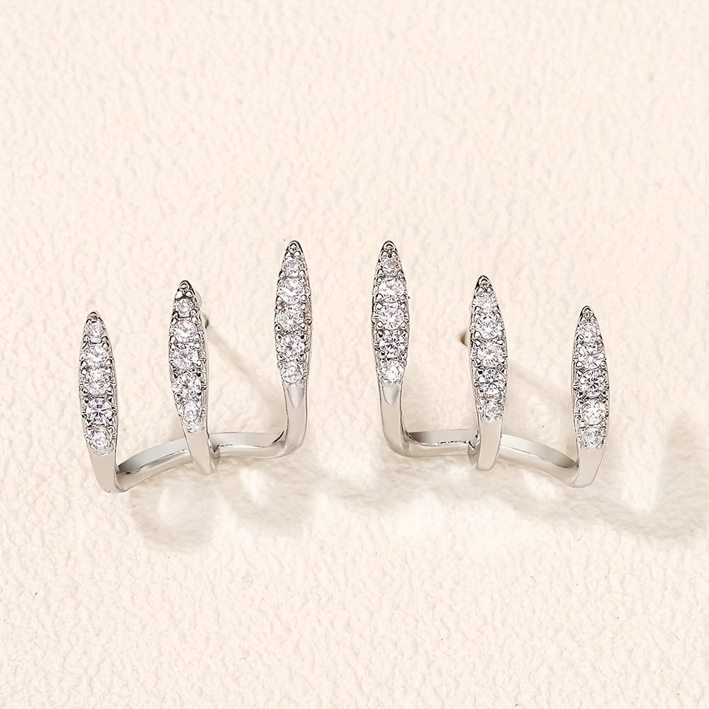 Pendientes Elegantes de Strass con Tres Garras