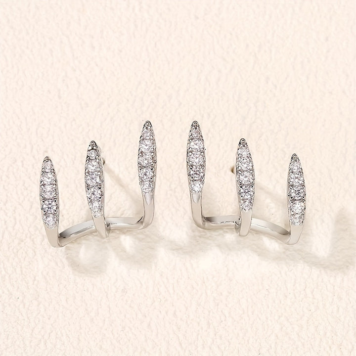 Pendientes Elegantes de Strass con Tres Garras
