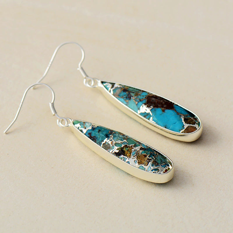 Pendientes de lágrima de jaspe turquesa elegantes