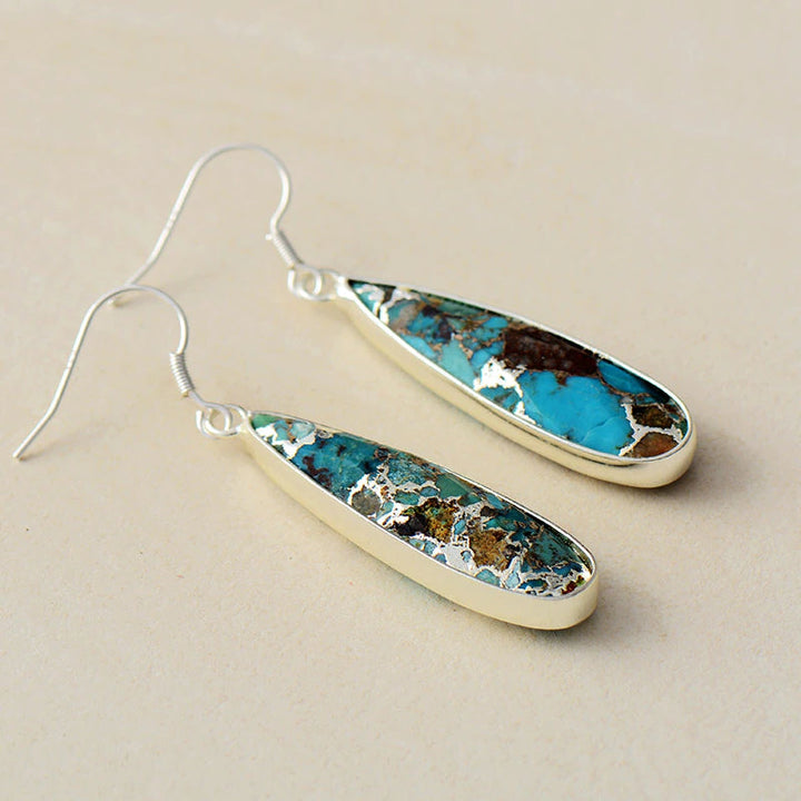 Pendientes de lágrima de jaspe turquesa elegantes