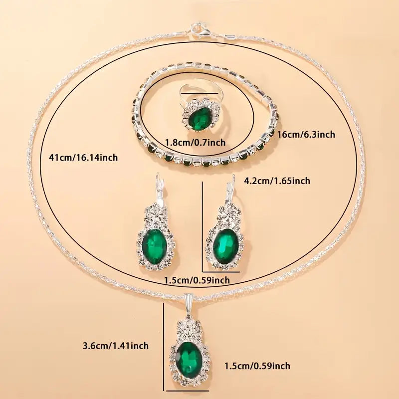 Conjunto de Joyas Seloria Grevalyn | Color oro Blanco