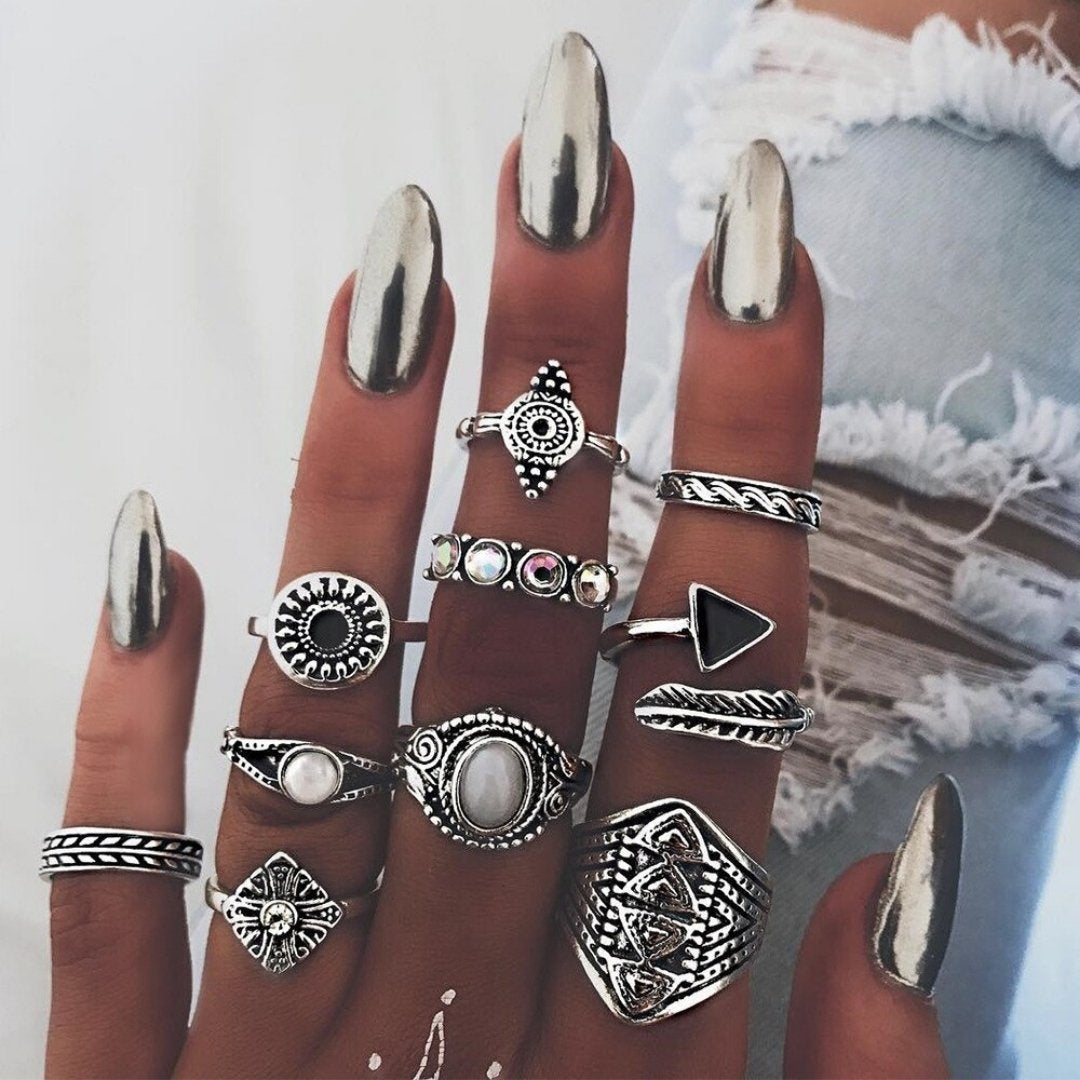 Conjunto de Anillos Único: 8 a 12 Piezas