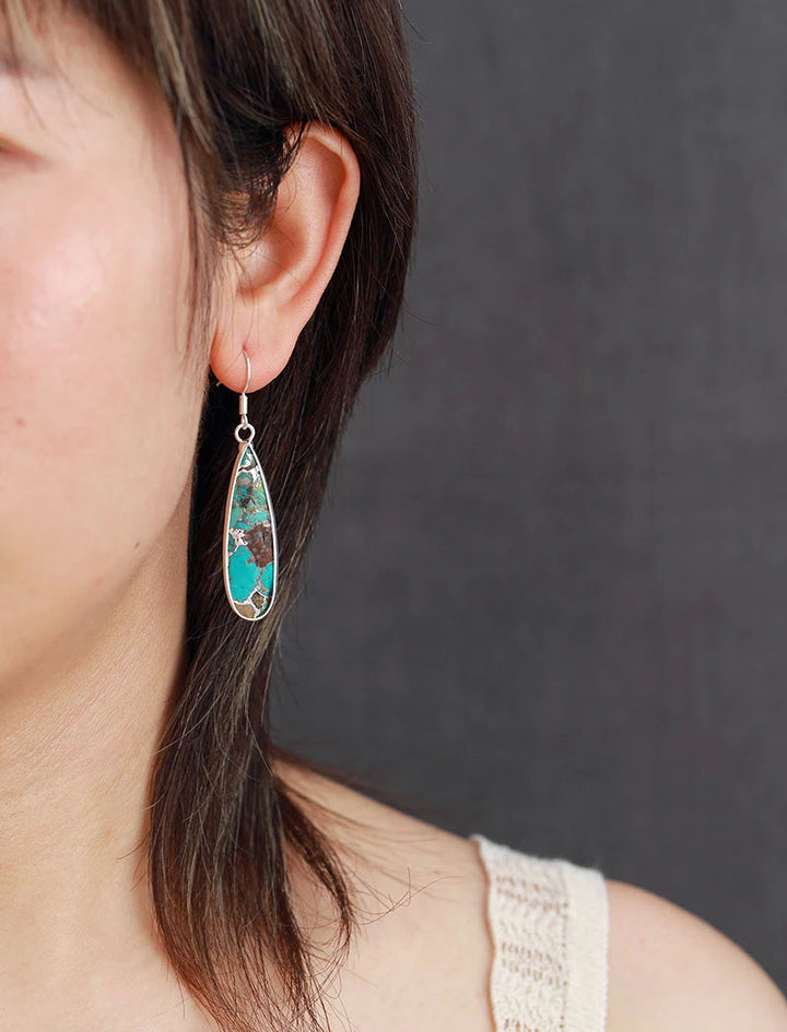 Pendientes de lágrima de jaspe turquesa elegantes