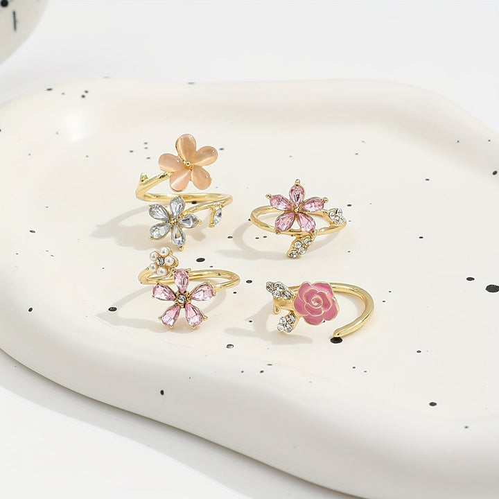 Conjunto de Anillos de Estrás Aleadas