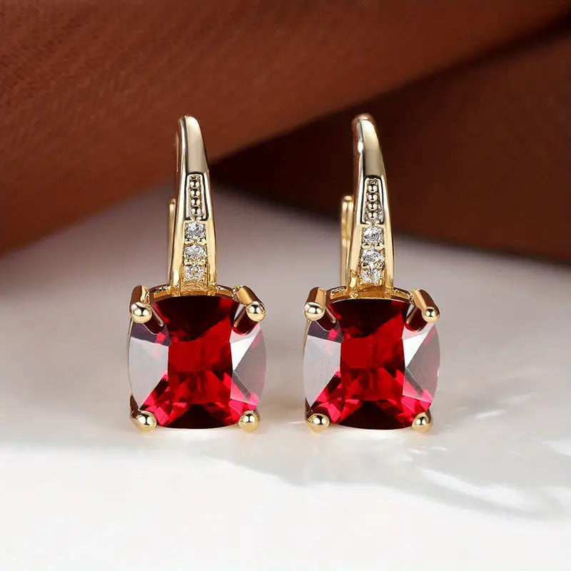 Pendientes de Aro de Piedra Mística Elegante en Color oro