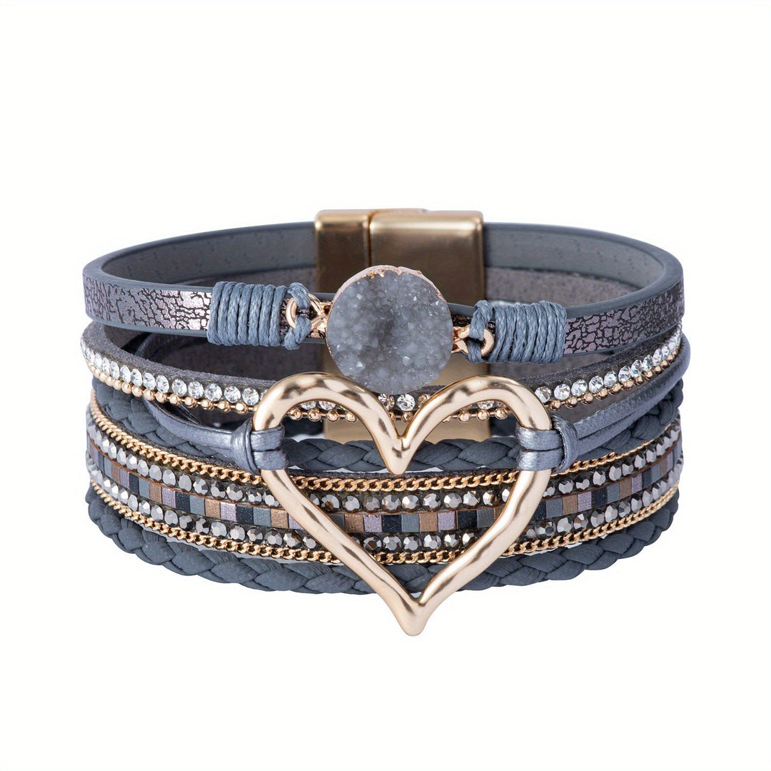 Brazalete de cuero multicapa Bohème