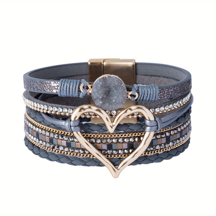 Brazalete de cuero multicapa Bohème