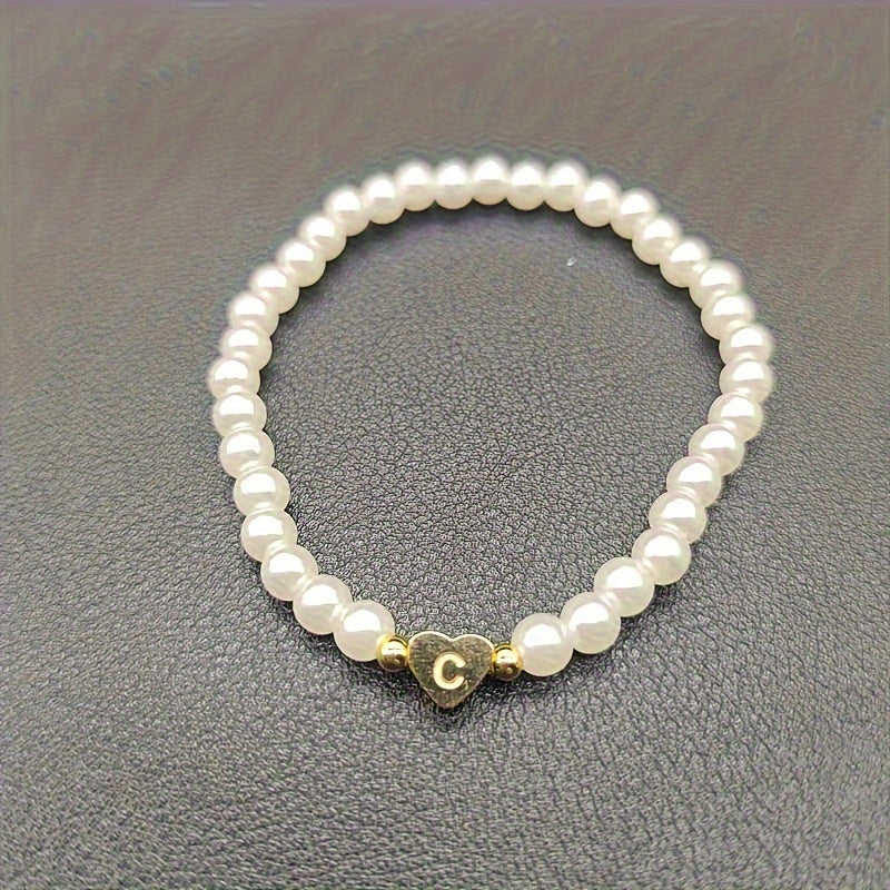 Pulsera de Iniciales de Corazón A-Z Elegante
