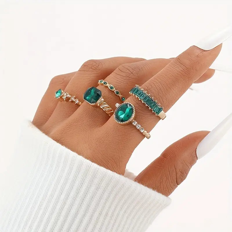 Conjunto de Anillos Exquisitos Zarina | Color oro